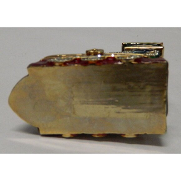 Santa Claus & Train Figurine Hinged Trinket Boxes Enamel Rhinestone Accents - Picture 12 of 15